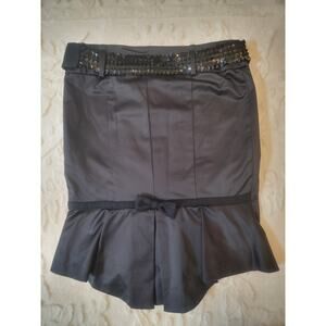 Mob Wife Baddie Vintage Killah Black Satin Going Out Skirt Size Small Bow & Belt